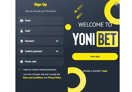Registration yonibet